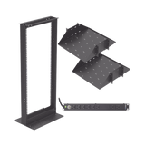 Kit de Rack Estándar 19", 24 UR con 2 Charolas  y PDU (8 tomas). Ideal para UPS y Servidores tipo Torre.
