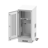 Gabinete de Piso para Exterior con Ventiladores y Termostato con Rack de 19" de 16 U + Espacio para Baterías, Se envía el Gabinete Armado.