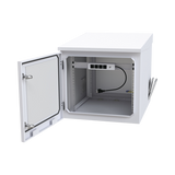Gabinete PROFUNDO hasta 705 mm  de profundidad, de Exterior de 9UR con Ventiladores y Termostato, Se envía el Gabinete Armado, (Montaje a poste o torre se vende por separado).