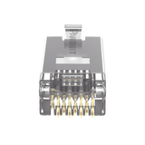 Plug RJ45 Cat5e Blindado, Para Cable UTP de Calibres 24-26 AWG, Chapado en Oro de 50 micras, Paquete de 100 piezas