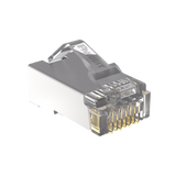 Plug RJ45 Cat5e Blindado, Para Cable UTP de Calibres 24-26 AWG, Chapado en Oro de 50 micras, Paquete de 100 piezas