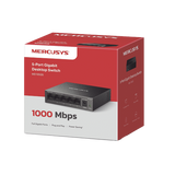 Switch NO Administrable / Para escritorio / Carcasa de metal / 5 puertos 10/100/1000 Mbps / Diseño Compacto / Plug and Play