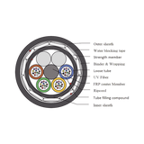 Kilómetro de Fibra Óptica Aérea (ADSS) G.652D Armada Anti roedor, Dieléctrica, Monomodo 48 Hilos, Span 200