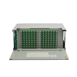Distribuidor de Fibra Óptica para 96 empalmes, con 96 acopladores SC/APC y 96 pigtails, 19", 4 UR