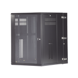 Gabinete PanZone de Montaje en Pared, de 19in, Puerta con Ventana de Seguridad, 18 UR, 762mm de Profundidad, Color Negro