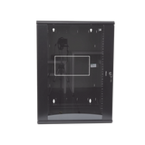 Gabinete PanZone de Montaje en Pared, de 19in, Puerta con Ventana de Seguridad, 18 UR, 635mm de Profundidad, Color Negro