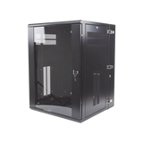 Gabinete PanZone de Montaje en Pared, de 19in, Puerta con Ventana de Seguridad, 18 UR, 635mm de Profundidad, Color Negro