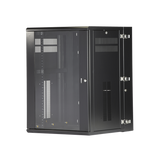 Gabinete PanZone de Montaje en Pared, de 19in, Puerta con Ventana de Seguridad, 18 UR, 635mm de Profundidad, Color Negro