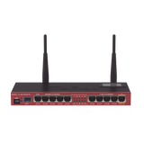 Router Board, 10 Puertos Ethernet, 1 Puerto SFP, Wi-Fi de Gran Cobertura 2.4 GHz Antenas de 4 dBi, hasta 1 Watt de potencia