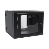 Gabinete Abatible de Pared (Con Marco Trasero) con Rack 19" de 9 Unidades. Ventana de Cristal Templado.