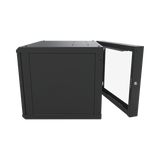 Gabinete Abatible de Pared (Con Marco Trasero) con Rack 19" de 12 Unidades. Ventana de Cristal Templado.
