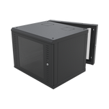 Gabinete Abatible de Pared (Con Marco Trasero) con Rack 19" de 12 Unidades. Ventana de Cristal Templado.