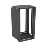 Gabinete para Montaje en Pared, Puerta de Cristal Templado, Cuerpo Fijo con Rack 19" de 24 Unidades