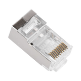 Bote con 100 Plugs Pass through RJ45 Cat5e BLINDADO, chapado de oro a 30 micras para durabilidad extrema