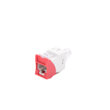 Jack UltraMAX Cat5e, UTP, Montaje híbrido en Placa de Pared (Plano y Angulado), Color Rojo, Punch Down
