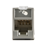 Jack UltraMAX Cat5e, UTP, Montaje híbrido en Placa de Pared (Plano y Angulado), Color Gris, Punch Down