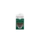 Jack UltraMAX Cat5e, UTP, Montaje híbrido en Placa de Pared (Plano y Angulado), Color Verde, Punch Down