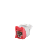 Jack UltraMAX Cat6A, UTP, Montaje híbrido en Placa de Pared (Plano y Angulado), Color Rojo, Punch Down
