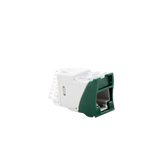 Jack UltraMAX Cat6A, UTP, Montaje híbrido en Placa de Pared (Plano y Angulado), Color Verde, Punch Down