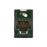 Jack UltraMAX Cat6A, UTP, Montaje híbrido en Placa de Pared (Plano y Angulado), Color Verde, Punch Down
