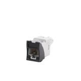 Jack UltraMAX Cat6, UTP, Montaje híbrido en Placa de Pared (Plano y Angulado), Color Negro, Punch Down