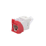 Jack UltraMAX Cat6, UTP, Montaje híbrido en Placa de Pared (Plano y Angulado), Color Rojo, Punch Down
