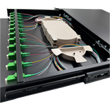 ODF Deslizable 1U con 12 Adaptadores LC DX y 24 Pigtails - Fibralink