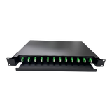 ODF Deslizable 1U con 12 Adaptadores LC DX y 24 Pigtails - Fibralink