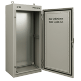 Gabinete de Acero IP55 / 800 x 1600 x 400 mm / IK10 / Carga 80 kg / Placa Trasera 750 x 1565 mm / Exterior