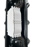 Caja de Distribución de Fibra Óptica Horizontal hasta 96 empalmes Exterior IP68 2 puertos de entrada y salida - Fibralink México