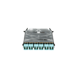 Cassette HD Flex de 12 Fibras Multimodo OM4, de MPO a 6 Conectores y Precargado con 12 Pigtails LC Duplex, Color Aqua