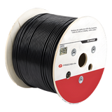 Bobina de Cable de UTP de 4 Pares Cat5e de 305 Metros (1000 Pies), 100% Cobre, LDPE Resistente a Rayos UV Relleno de Gel, Color Negro, 24 AWG, Uso en Exterior, Para Aplicaciones de Voz, Datos y Video