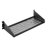 Charola para Rack 19 Pulgadas, Capacidad de Carga 34 kg, Base Ventilada, Acero Dulce Color Negro, 2 UR, Dimensiones 482x381x95 mm