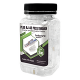 Plugs Pass-Through RJ45 / Cat5e / Sin Blindaje / Alivio de Tensión Integrado / Chapado Oro 30 Micras / 24 AWG / TIA-568B.2