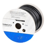 Bobina de Cable de 305 Metros (1000 Pies) Cat5e, Aleación de Cobre y Aluminio (CCA), Color Negro, Uso Intemperie, Doble Forro