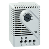 Termostato Mecánico para Gabinetes / 115V AC / Rango 10°C a 60°C / Montaje Riel DIN 35 mm / Contacto Snap-Action / Gris Claro RAL 7035