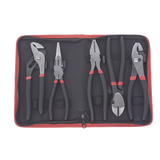 Juego de Pinzas / 5 Piezas / 8" (203.2 mm) / Acero / Mango Antiderrapante / Estuche Plástico