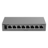 Switch Gigabit Smart Cloud-Managed / 8 Puertos 10/100/1000BASE-T / Capa 2 / Switching 16 Gbps / AI-Powered Failover / Modo CCTV Un-Click / Gestión Cloud Ruijie & App Reyee / Diseño Fanless / Gabinete Metal / Protección Surge 6 kV