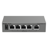 Switch Capa 2 Gestionado en la Nube / 5 Puertos Gigabit / Switching 10 Gbps / Forwarding 7.44 Mpps / Diseño sin Ventilador / Protección 6 kV / Modo CCTV de un Clic / 32 VLANs / Gabinete Metálico / Ruijie Cloud