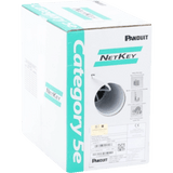 Bobina de Cable UTP 305 Metros (1000 Pies) de Cobre, NetKey, Gris Claro, Categoría 5e (24 AWG), PVC (CM), de 4 Pares