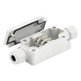 Caja de Conexión Exterior / IP66 / 3 Líneas / Terminales Tipo Herradura / Calibre 12-22 AWG / -40°C a +120°C