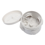 Caja de Derivación Circular / 4 Glándulas de Goma Ajustables / IP55 / -40 a 120°C / 70 mm Diámetro x 48 mm Alto