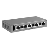 Switch Gigabit Smart Cloud-Managed / 8 Puertos 10/100/1000BASE-T / Capa 2 / Switching 16 Gbps / AI-Powered Failover / Modo CCTV Un-Click / Gestión Cloud Ruijie & App Reyee / Diseño Fanless / Gabinete Metal / Protección Surge 6 kV