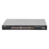Switch Administrable Stacking Capa 3, 24 Puertos PoE 802.3af/at 10/100/1000T, Hasta 370 W,  4 Puertos 10G SFP+