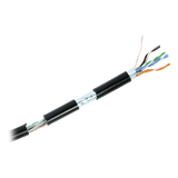Bobina de cable de 305 m, Cat5e , FTP, blindado, para intemperie, color negro, UL, para aplicaciones en video vigilancia, redes de datos (Carrete Easy Pull)