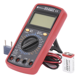 Multímetro Digital / Pantalla LCD 67 x 42 mm / 1999 Recuentos / 600V CC/CA CAT II / Corriente 10A / Resistencia 200 MΩ / Prueba HFE Transistores